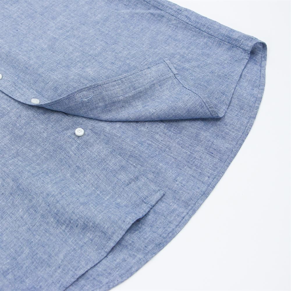 Men's Linen Poplin Blend Stand Collar Shirt - Giordano
