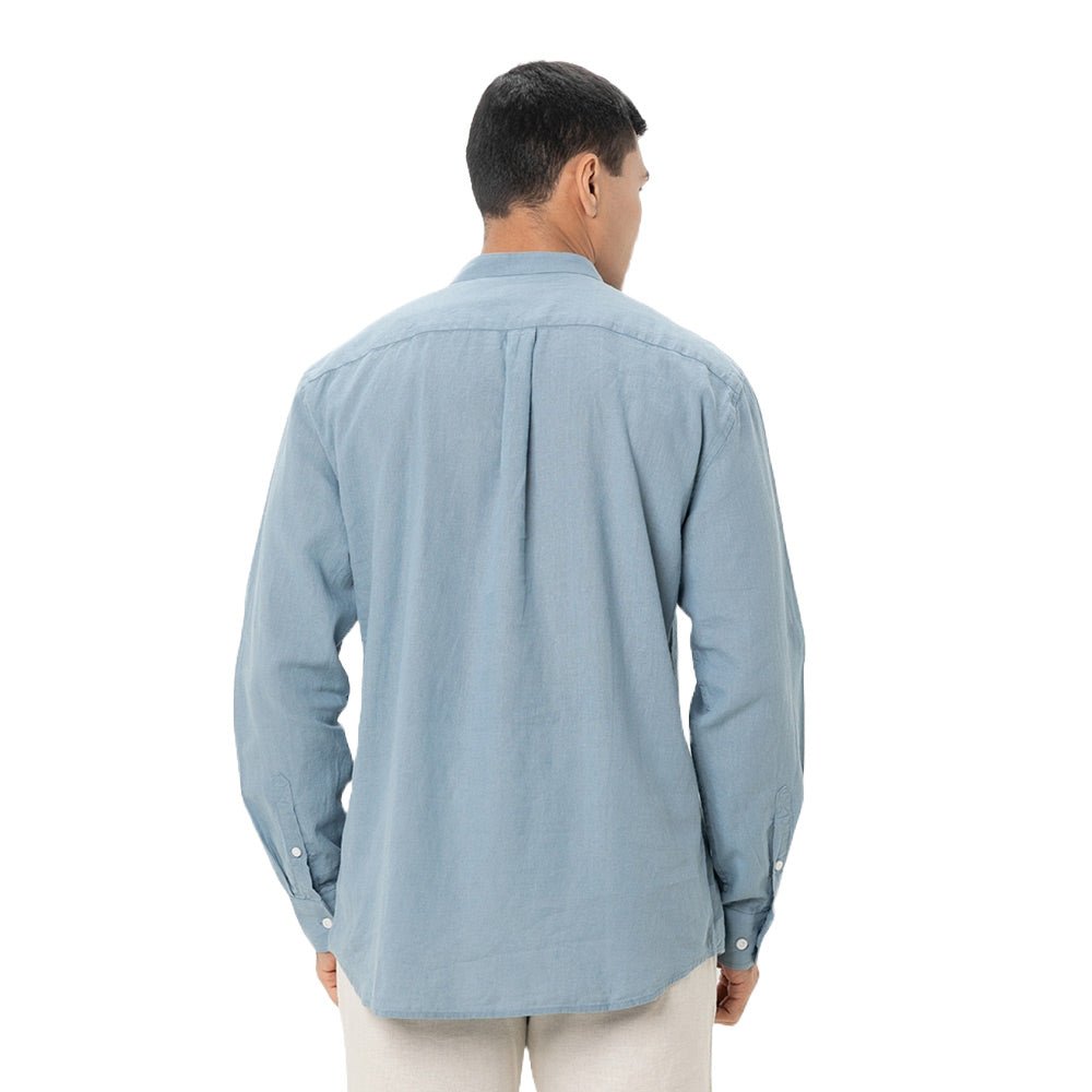 Men's Linen Poplin Blend Stand Collar Shirt - Giordano