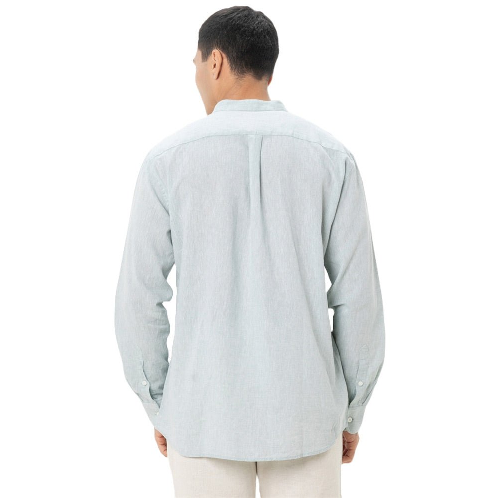 Men's Linen Poplin Blend Stand Collar Shirt - Giordano