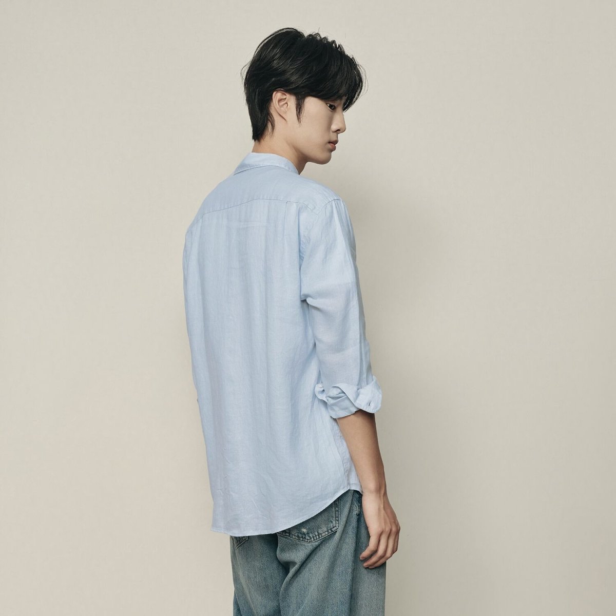 Men’S Linen Poplin Long Sleeve Shirt | Korea Collection - Giordano