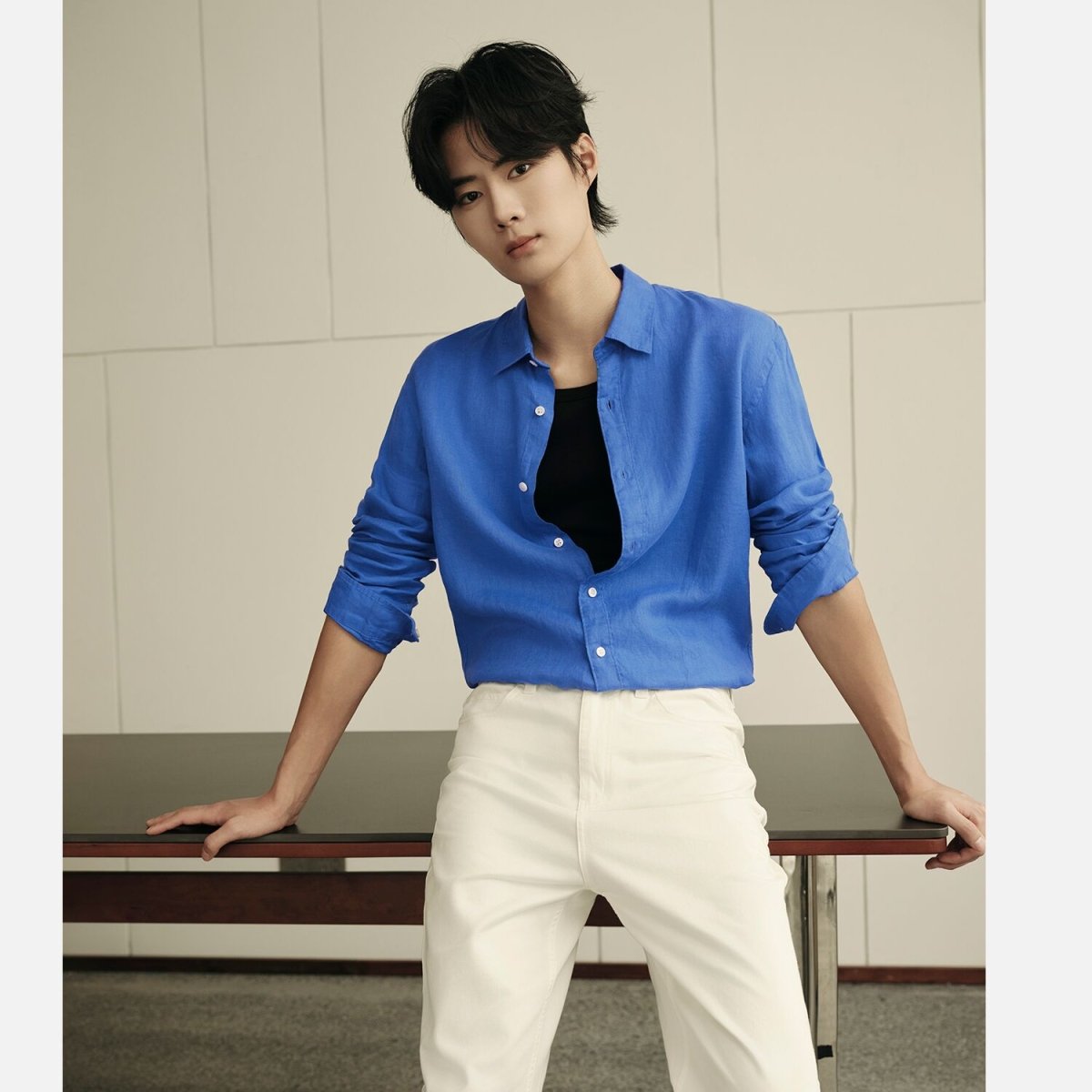 Men’S Linen Poplin Long Sleeve Shirt | Korea Collection - Giordano