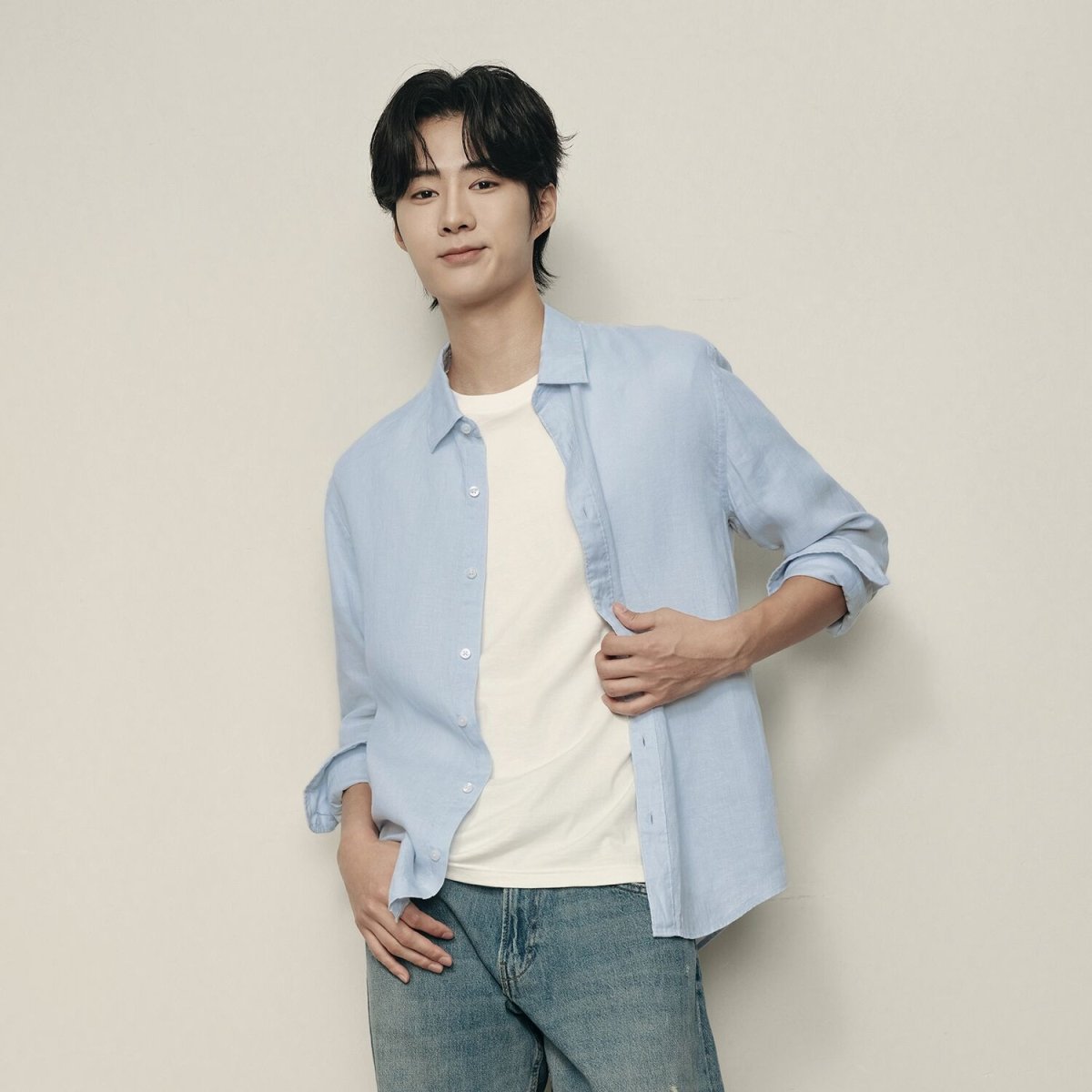 Men’S Linen Poplin Long Sleeve Shirt | Korea Collection - Giordano