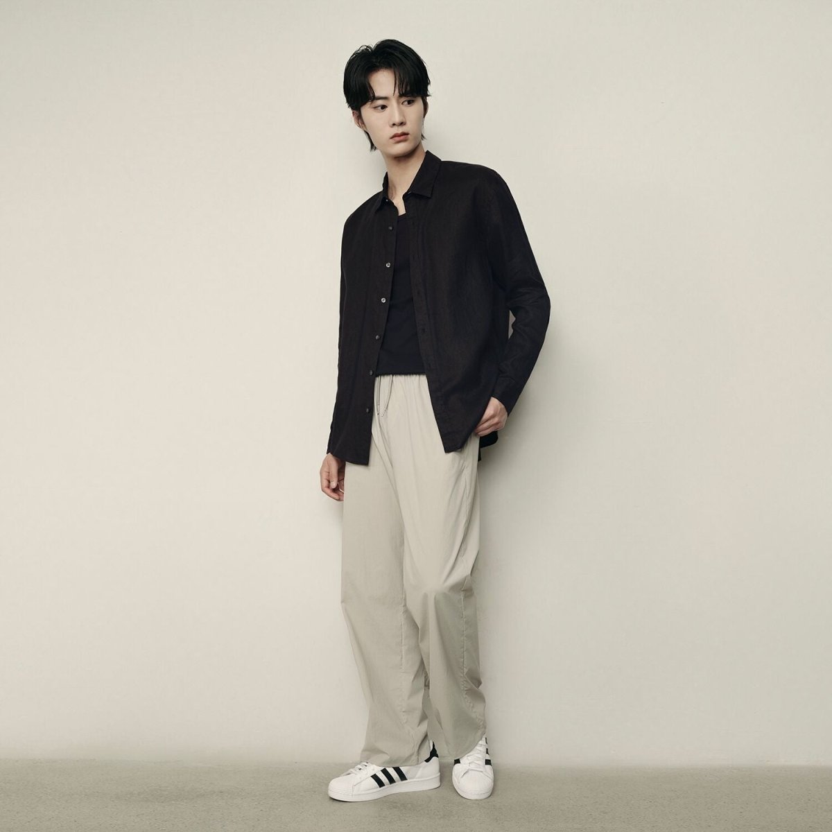 Men’S Linen Poplin Long Sleeve Shirt | Korea Collection - Giordano
