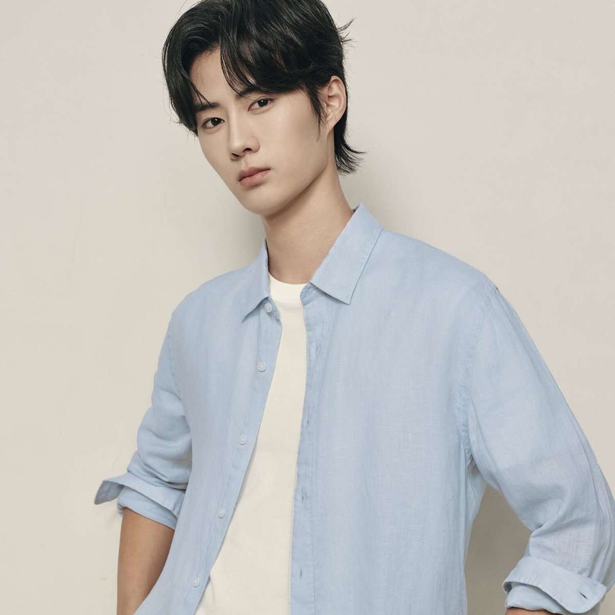 Men’S Linen Poplin Long Sleeve Shirt | Korea Collection - Giordano