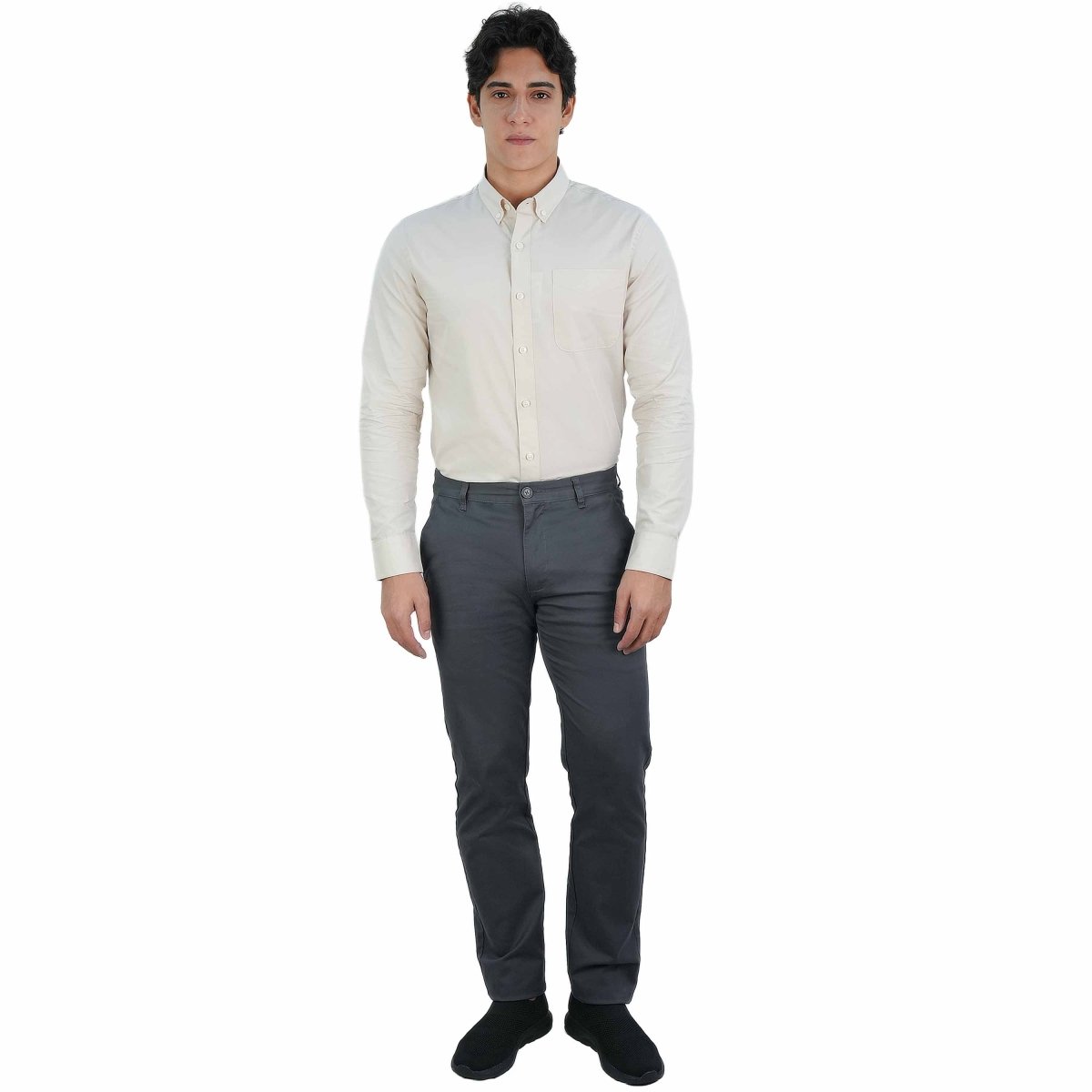 Men’S Low Rise Slim Tapered Cotton Stretch Twill Khakis - Giordano
