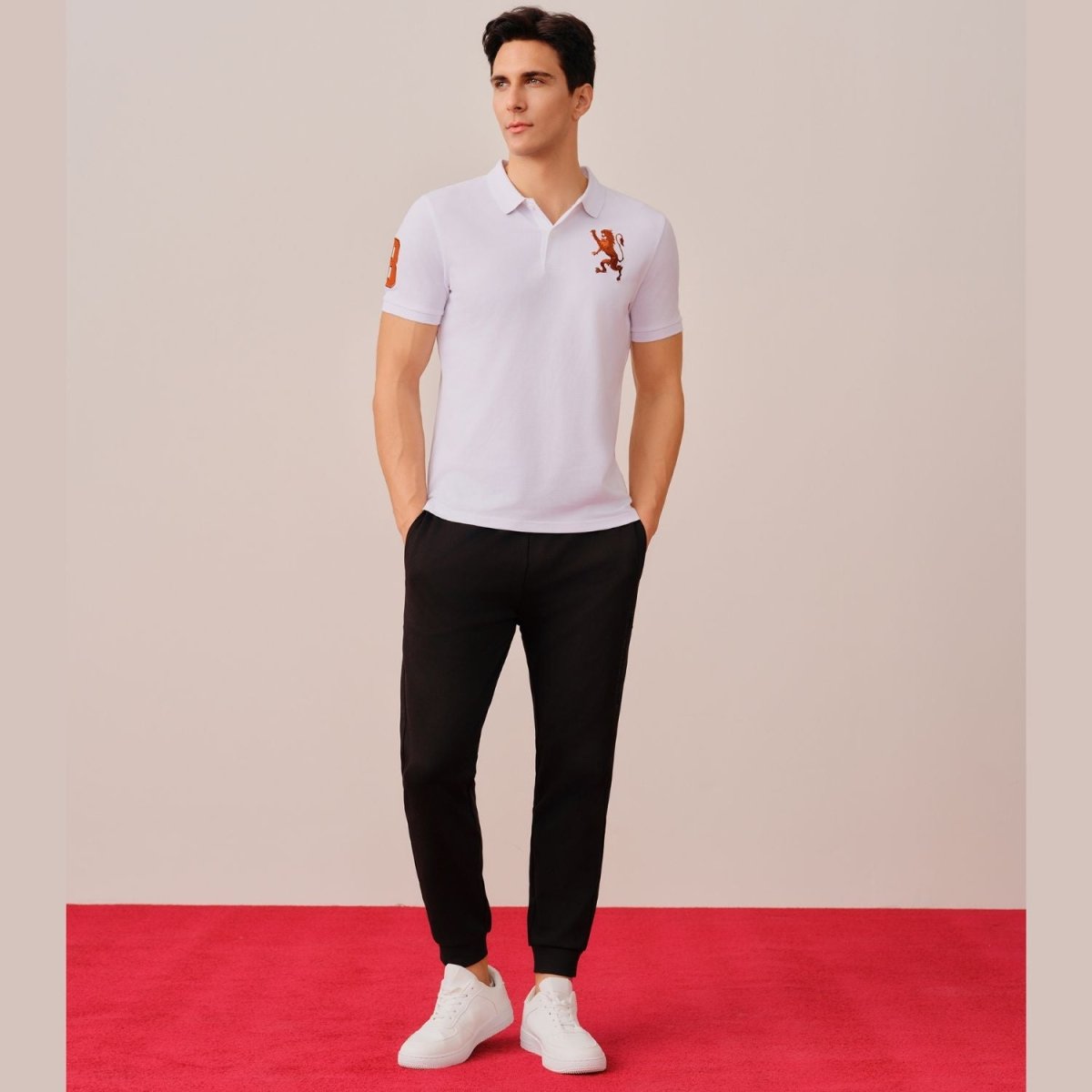 Men's Lycra Pique Embroidery Polo (3D Lion) - Giordano