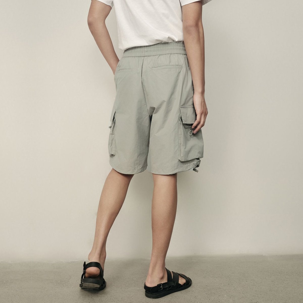 Men’S Nylon - Cotton Twill Elastic Waist Shorts | Korea Collection - Giordano