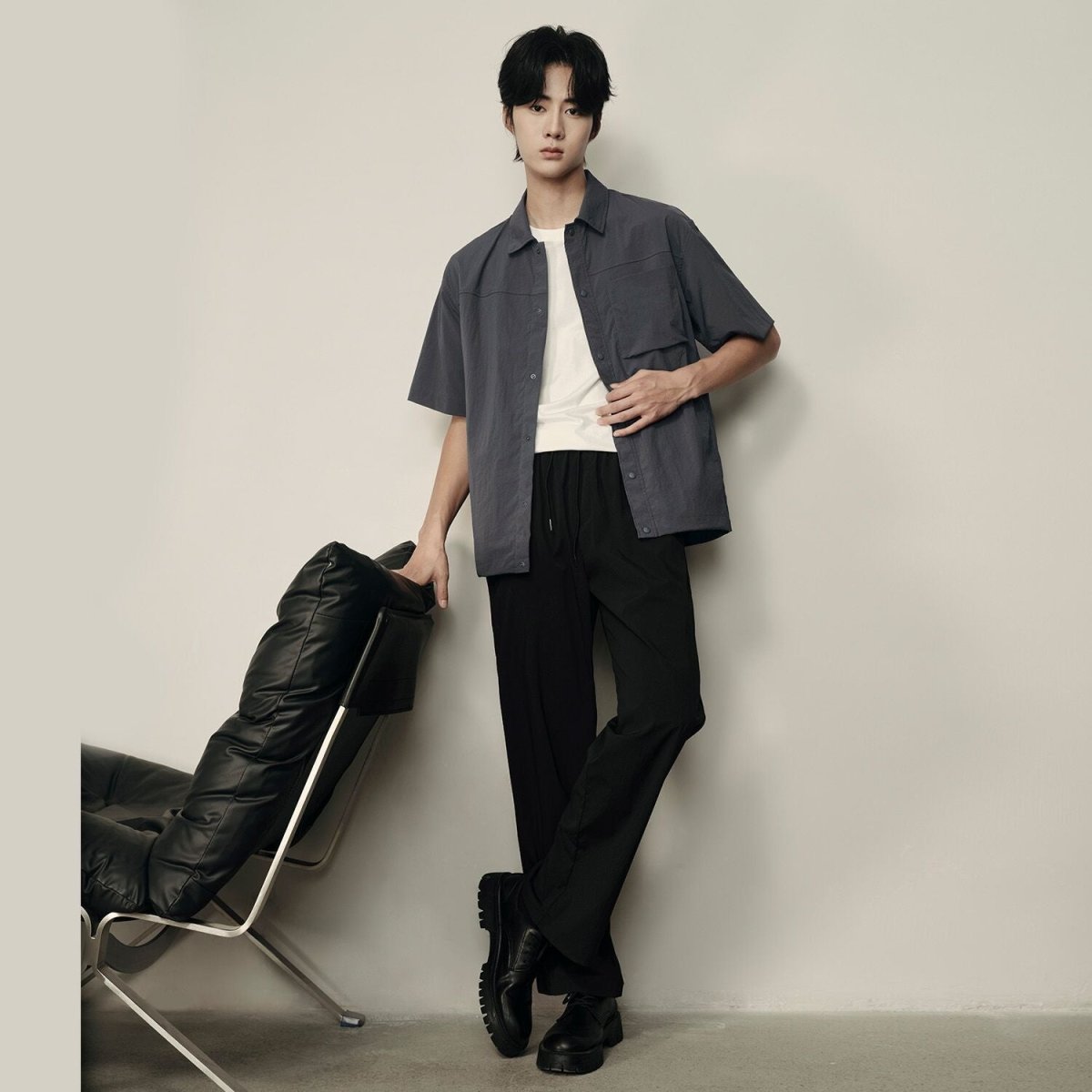 Men’S Nylon Stretch Short Sleeve Shirt – Lightweight & Water - Resistant | Korea Collection - Giordano