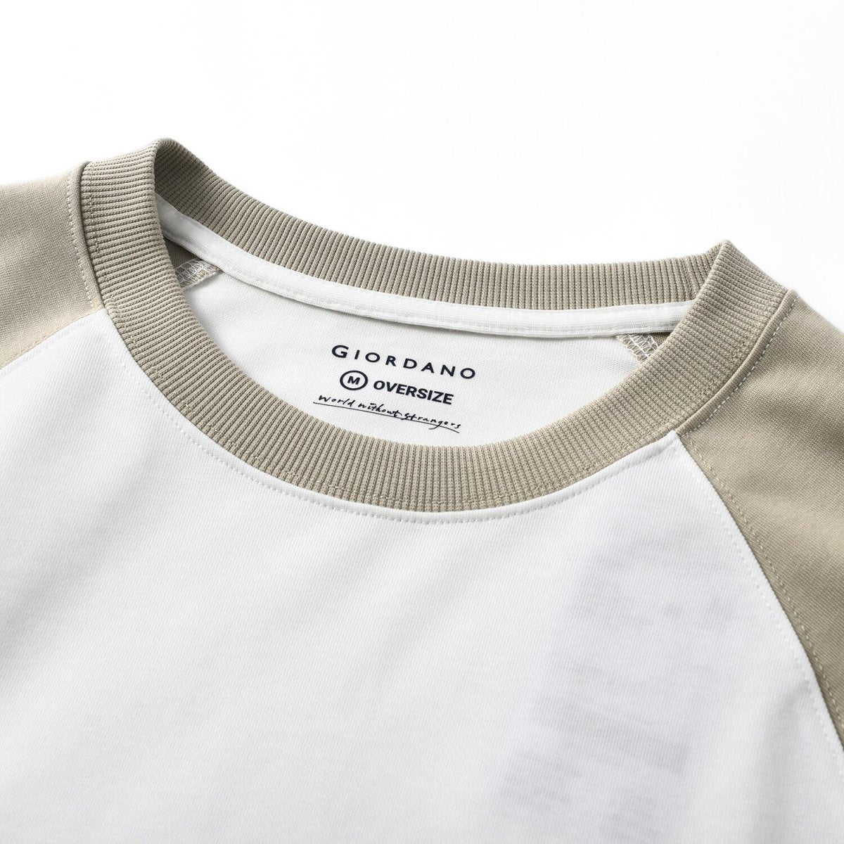 Men's Oversized Cotton Jersey Crew Neck Blocking Tee - Giordano