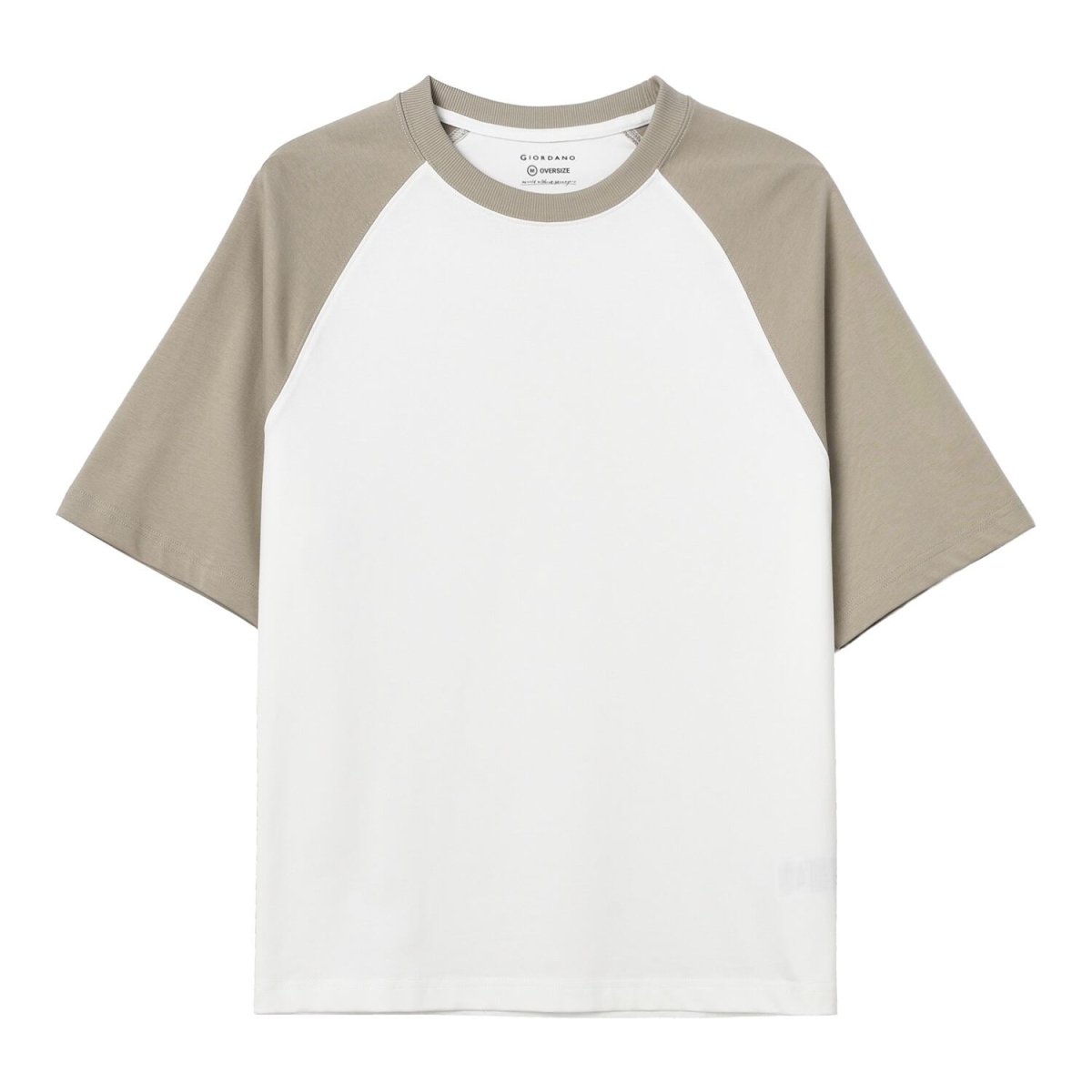 Men's Oversized Cotton Jersey Crew Neck Blocking Tee - Giordano