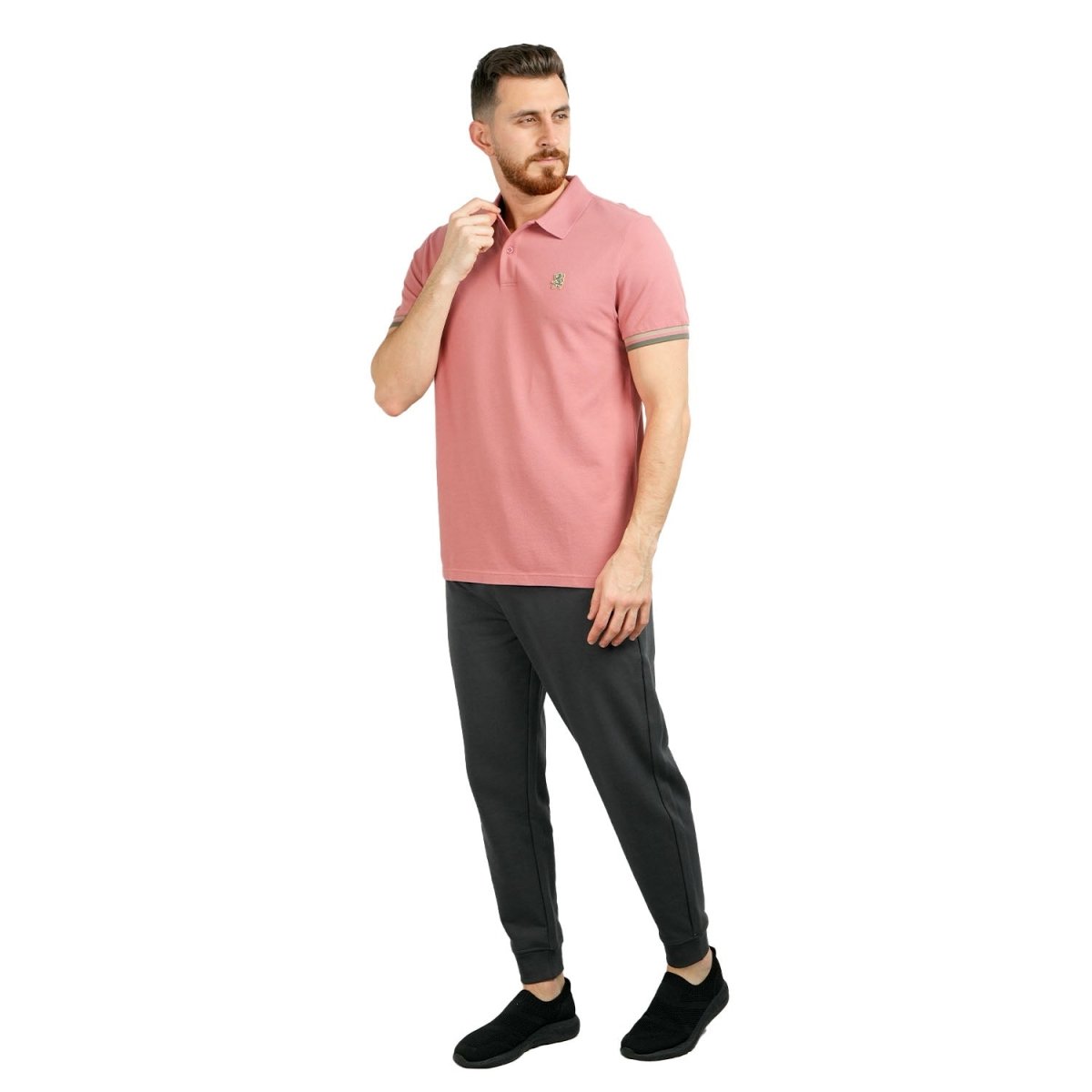 Men's Performance Slim Fit Lion Embroidery Solid Polo S - Shop Giordano