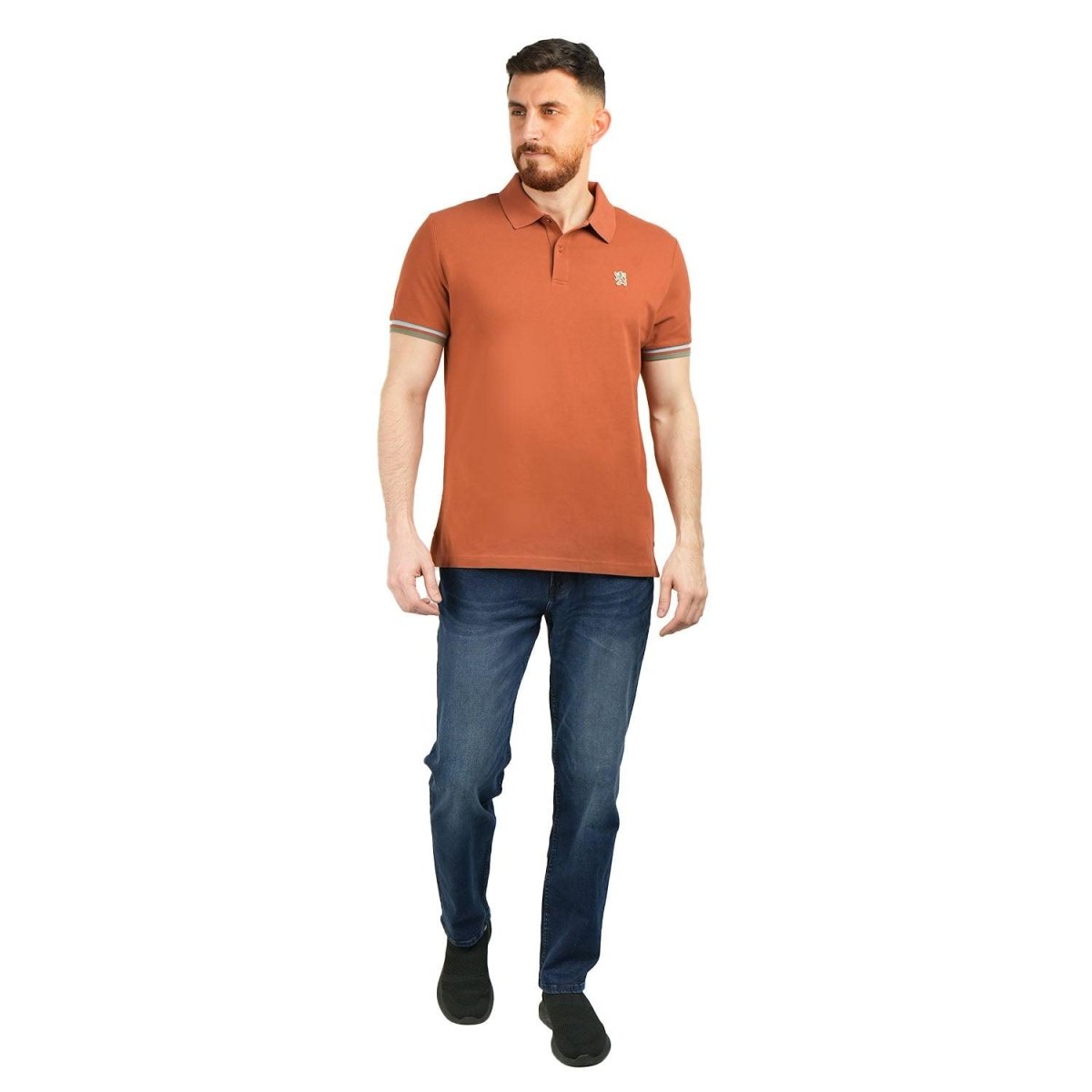 Men's Performance Slim Fit Lion Embroidery Solid Polo S - Shop Giordano