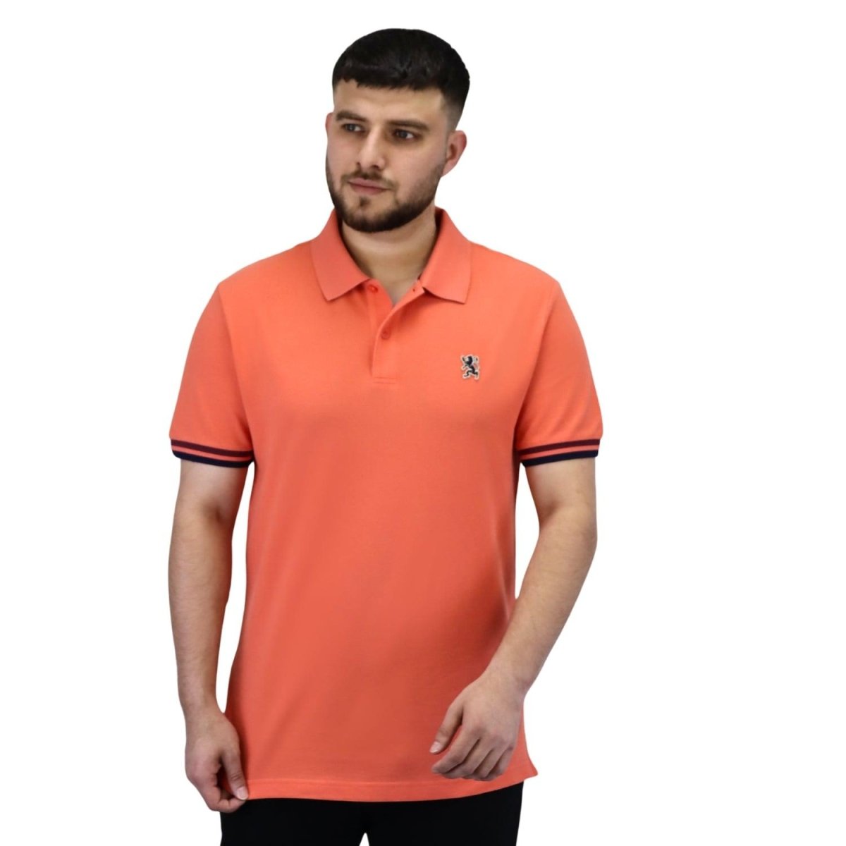 Men's Performance Slim Fit Lion Embroidery Solid Polo S - Shop Giordano