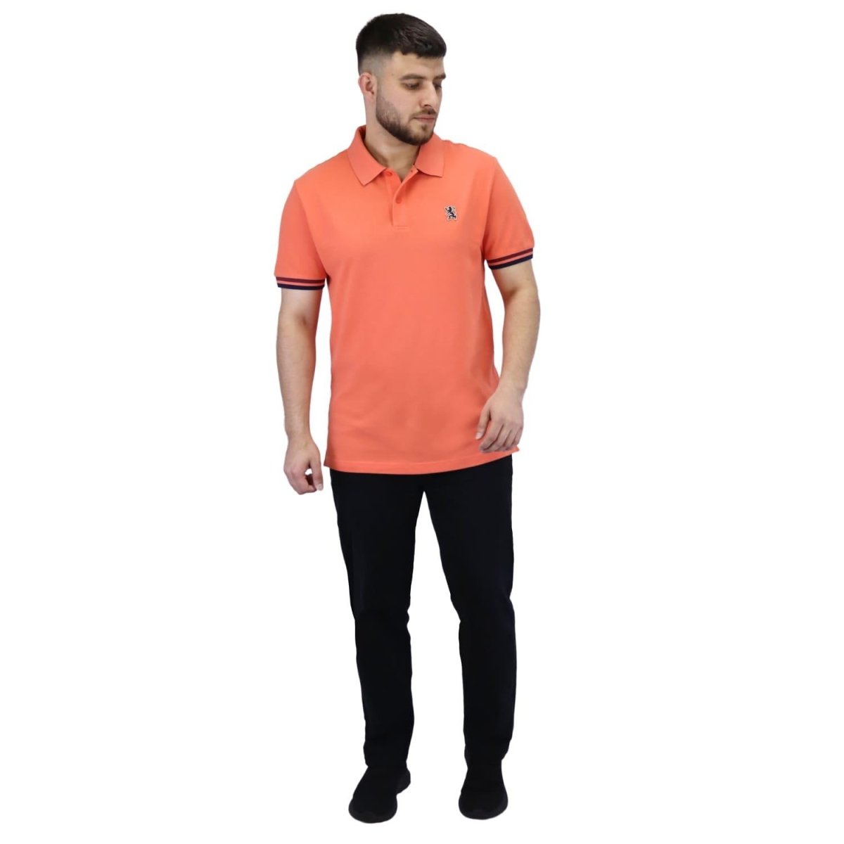 Men's Performance Slim Fit Lion Embroidery Solid Polo S - Shop Giordano