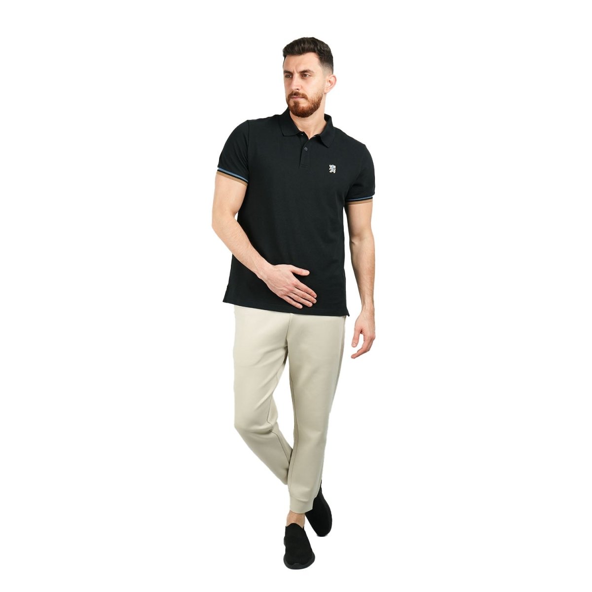 Men's Performance Slim Fit Lion Embroidery Solid Polo - Giordano