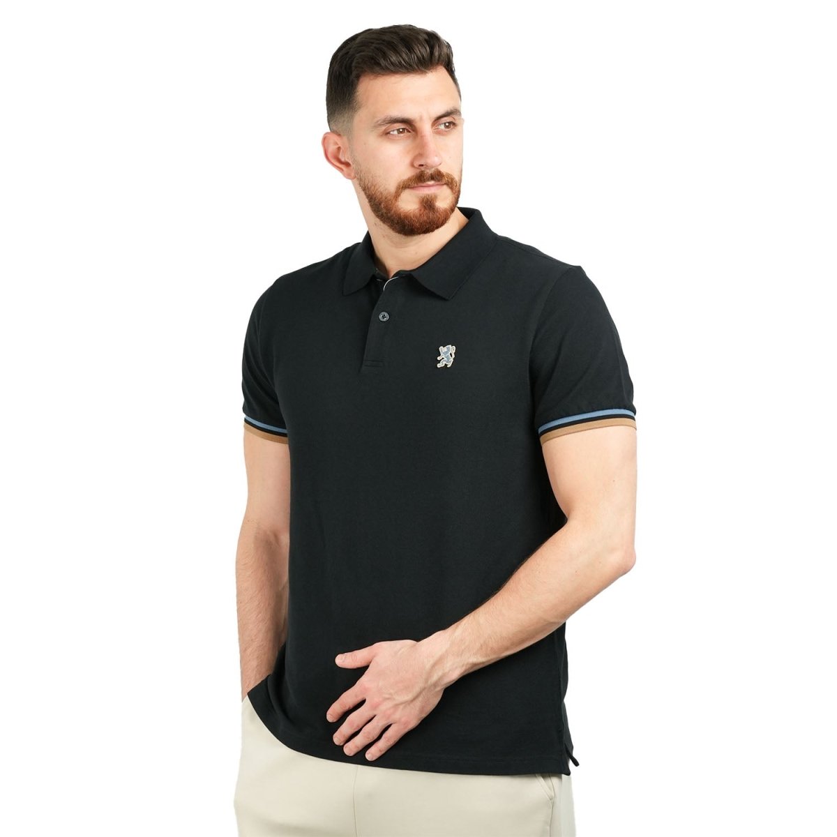 Men's Performance Slim Fit Lion Embroidery Solid Polo - Giordano
