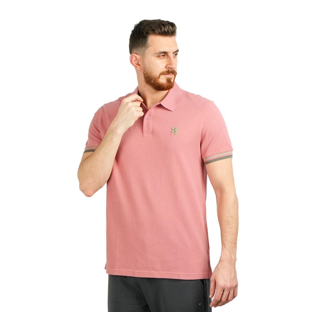 Men's Performance Slim Fit Lion Embroidery Solid Polo - Giordano