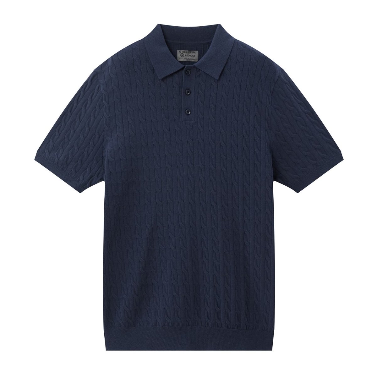 Men’S Regular Fit Cable Knit Polo Sweater - Giordano