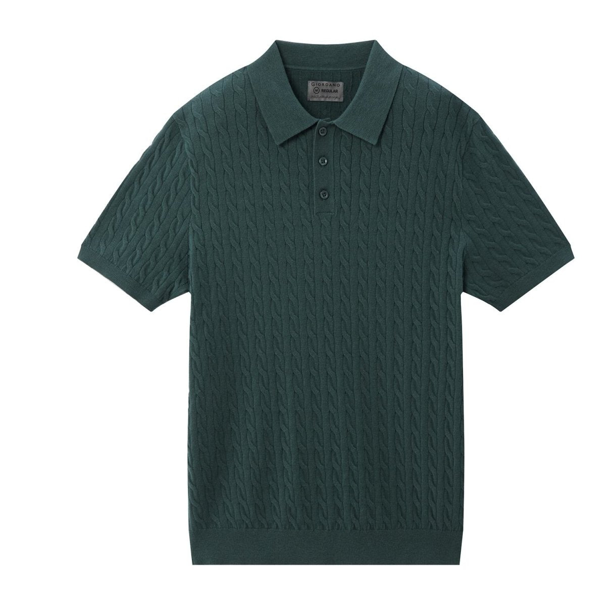 Men’S Regular Fit Cable Knit Polo Sweater - Giordano