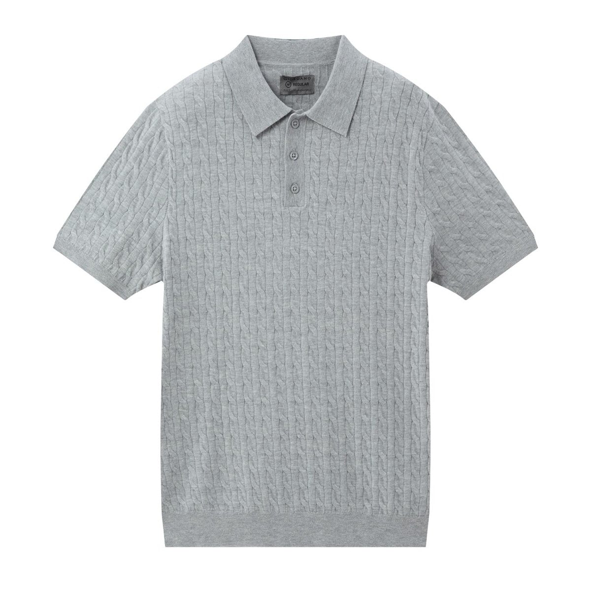 Men’S Regular Fit Cable Knit Polo Sweater - Giordano