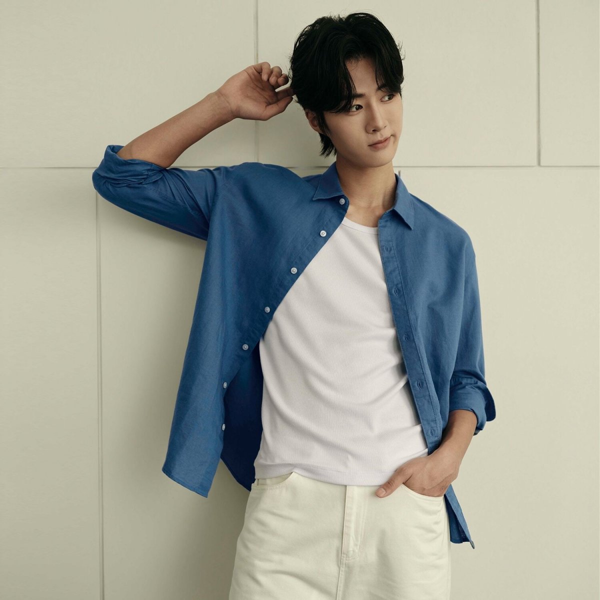 Men’S Regular Fit Linen - Cotton Poplin Long Sleeve Shirt | Korea Collection - Giordano