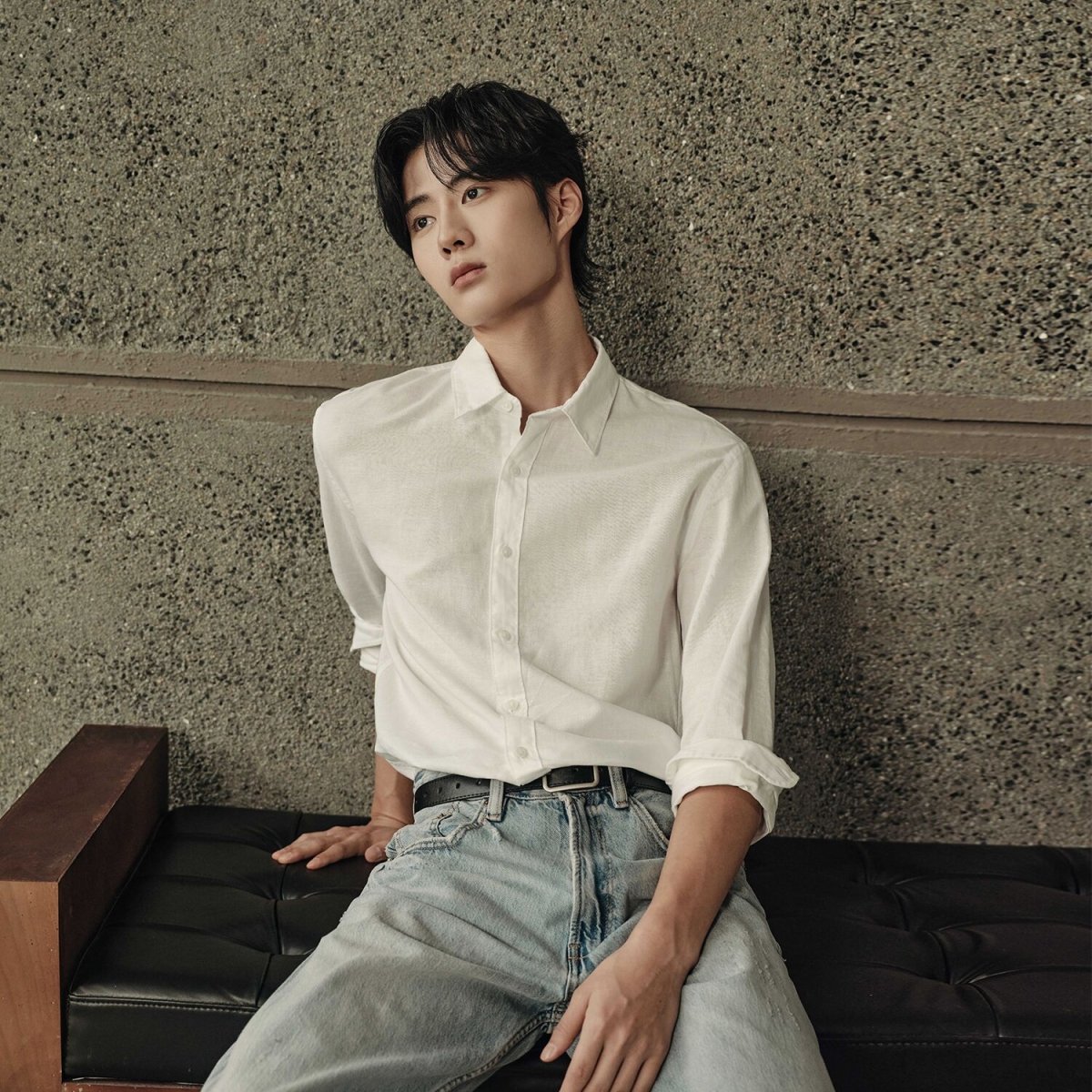 Men’S Regular Fit Linen - Cotton Poplin Long Sleeve Shirt | Korea Collection - Giordano