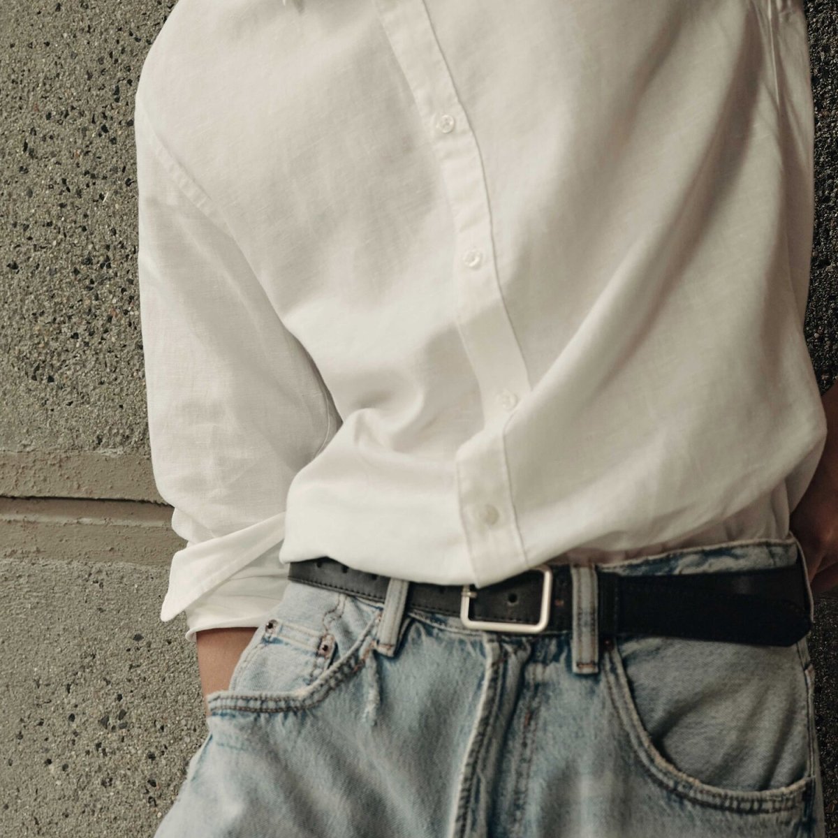 Men’S Regular Fit Linen - Cotton Poplin Long Sleeve Shirt | Korea Collection - Giordano