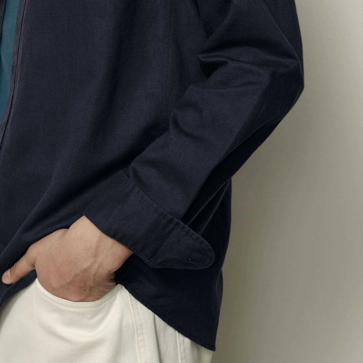 Men’S Regular Fit Linen - Cotton Poplin Long Sleeve Shirt | Korea Collection - Giordano