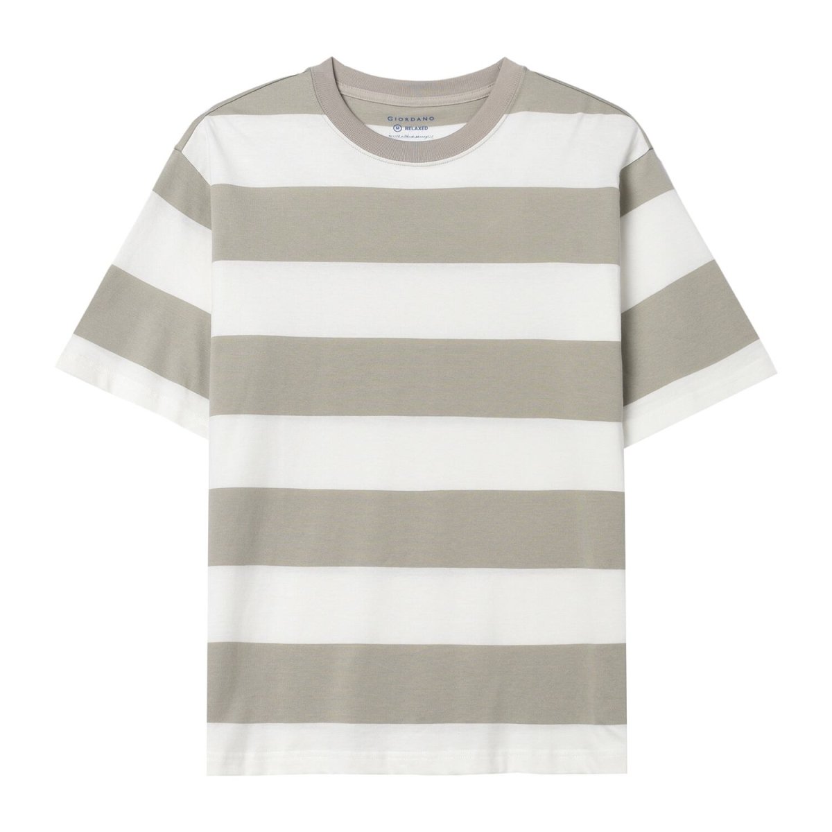Men's Relaxed Fit Cotton Jersey Crew Neck Stripe Tee - Giordano