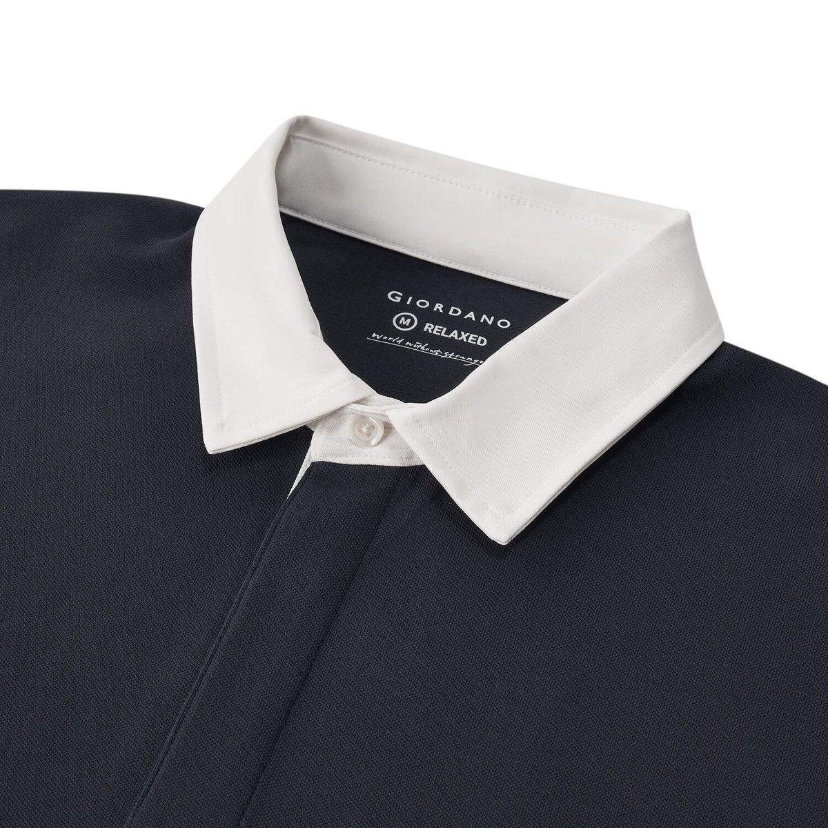 Men’S Relaxed Fit Cotton - Lycra Piqué Polo With Woven Collar S - Shop Giordano