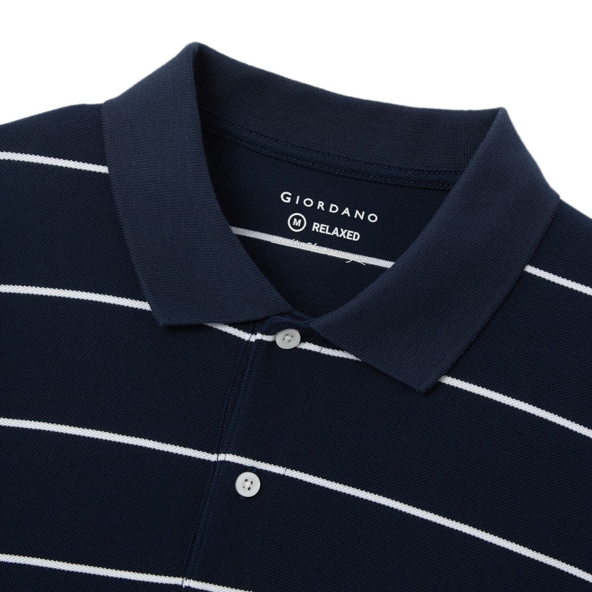 Men's Relaxed Fit Cotton Piqué Polo With Auto Stripe - Giordano