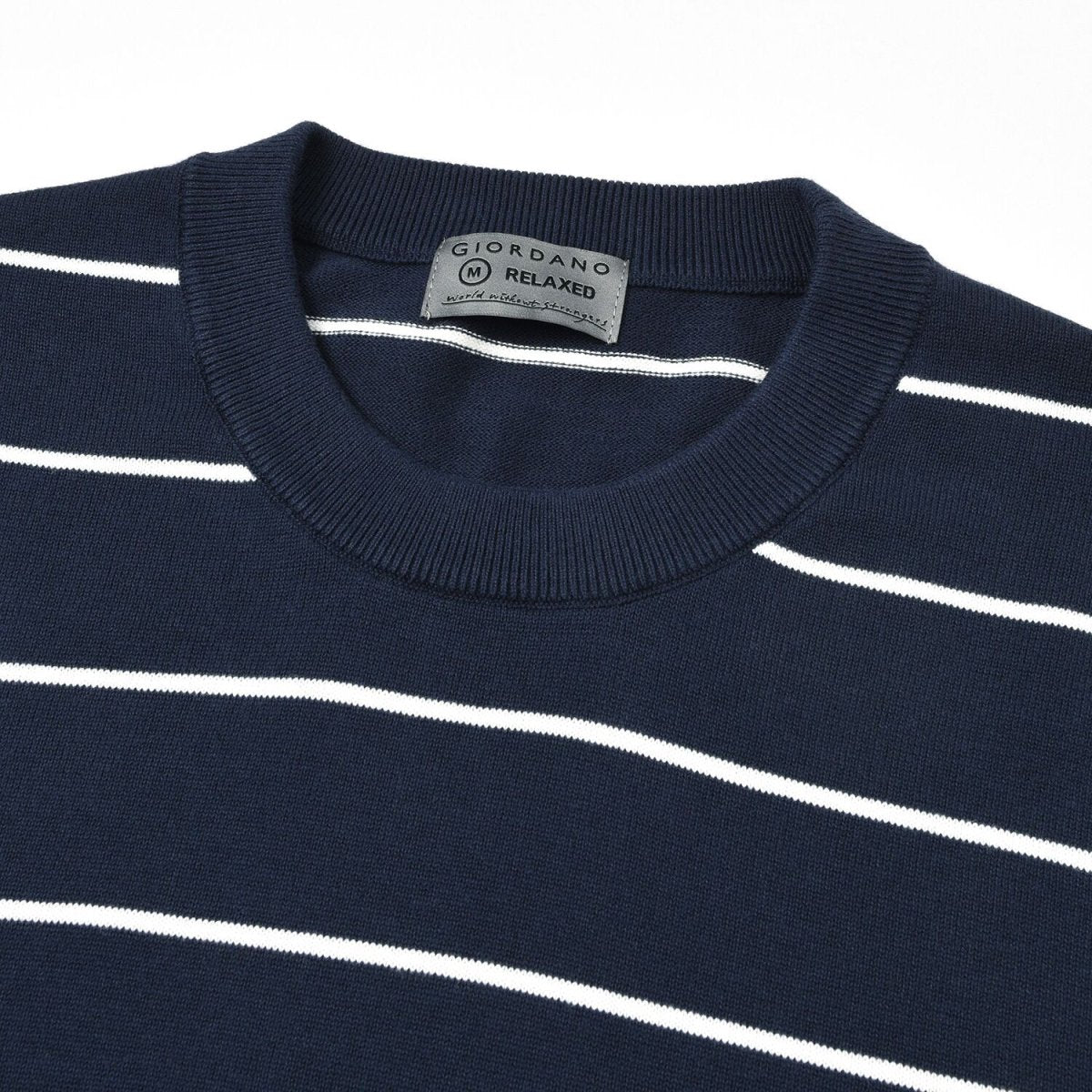 Men's Relaxed Fit Striped Crew Neck Cotton Sweater - Giordano