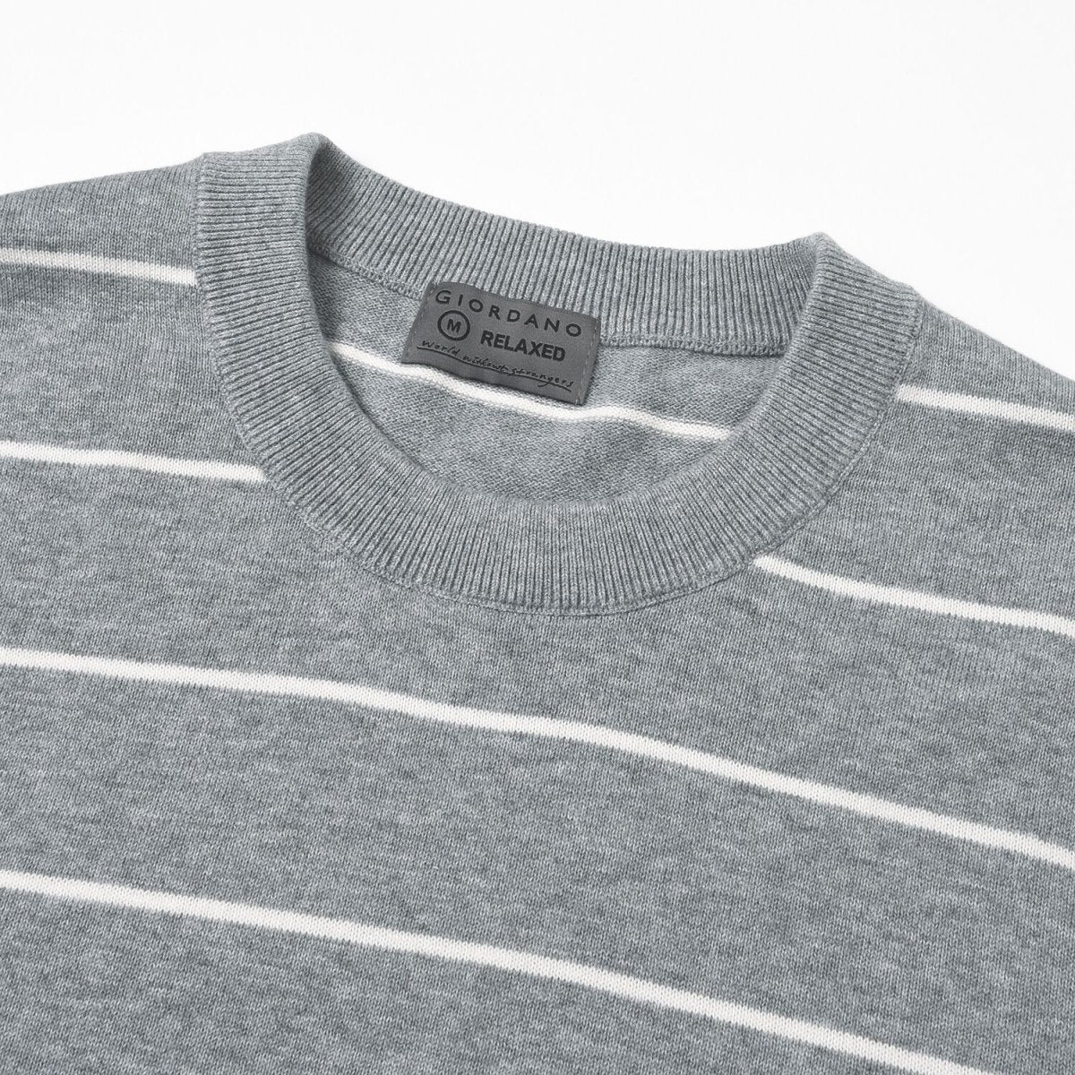 Men's Relaxed Fit Striped Crew Neck Cotton Sweater - Giordano