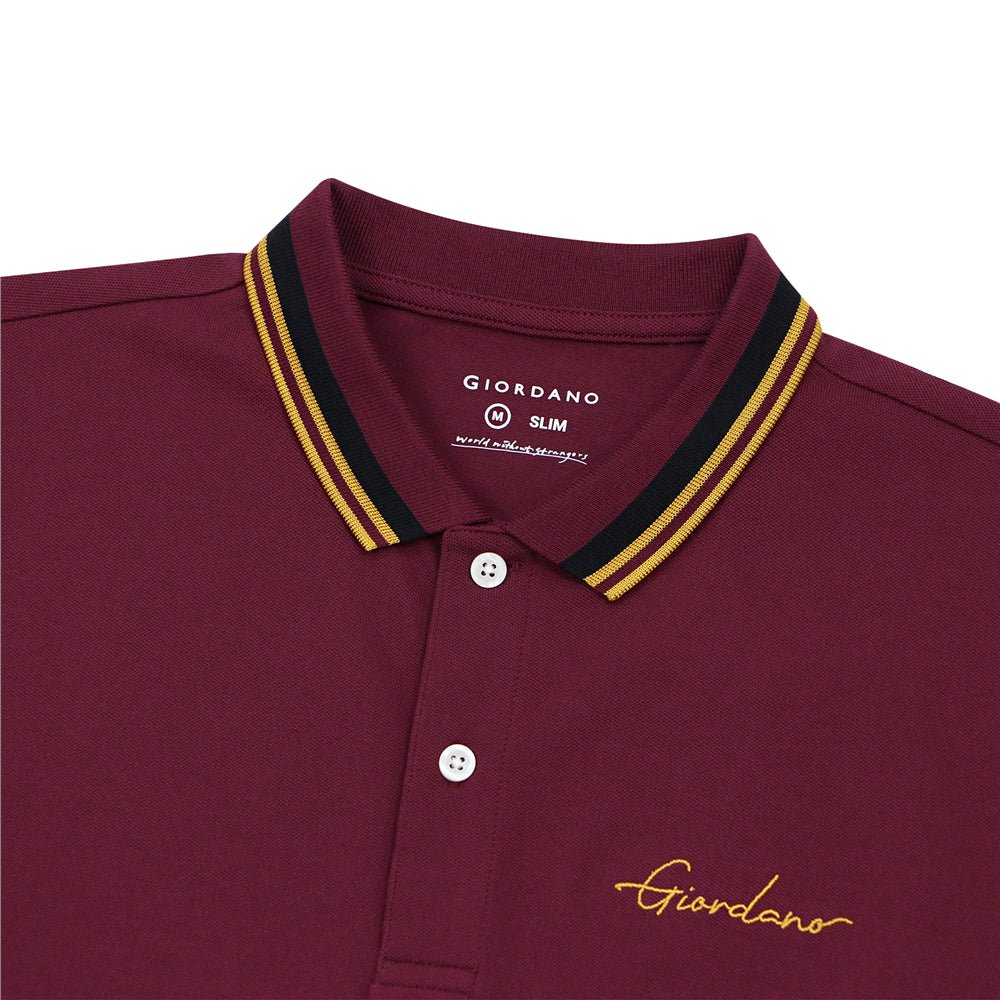 Men's Slim Fit Cotton Polo Shirt With Sailboat Embroidery - Giordano