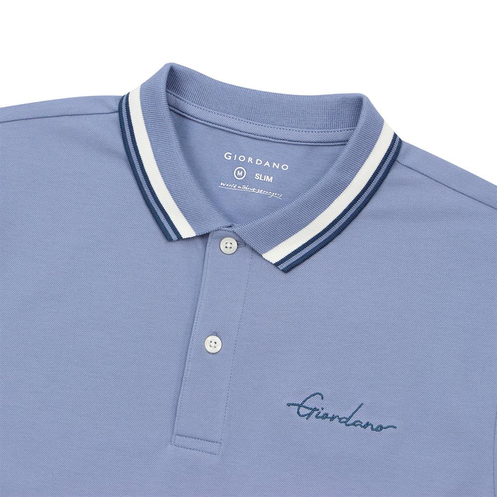 Men's Slim Fit Cotton Polo Shirt With Sailboat Embroidery - Giordano