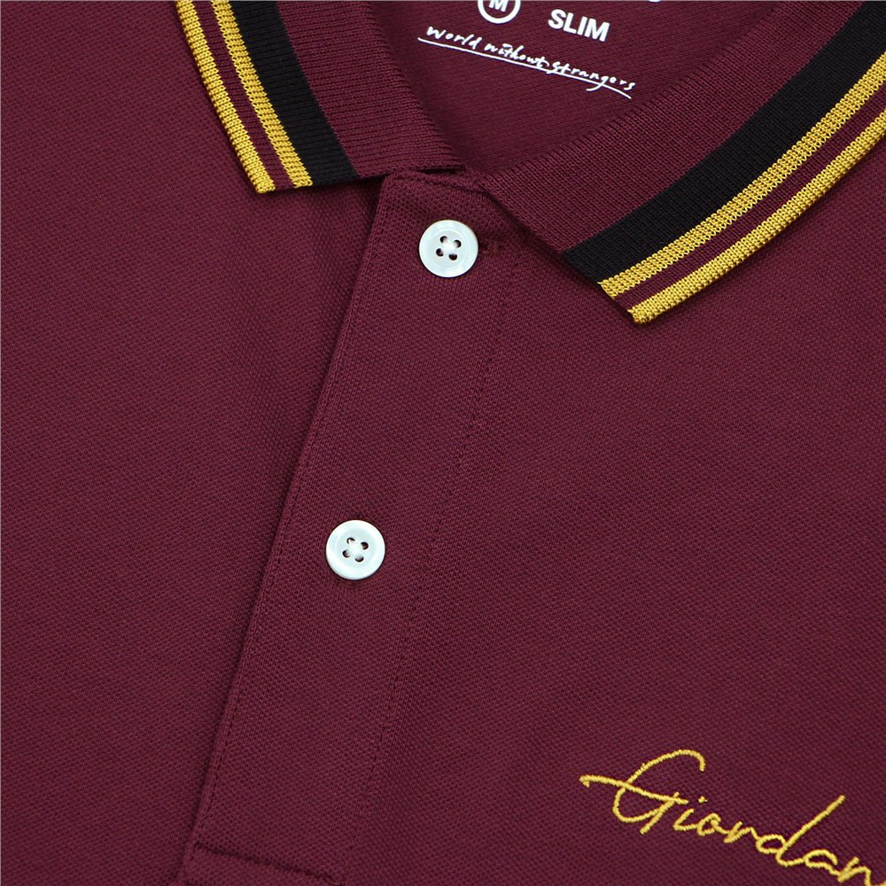 Men's Slim Fit Cotton Polo Shirt With Sailboat Embroidery - Giordano
