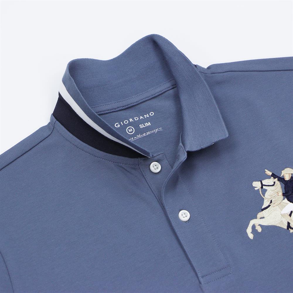 Men's Slim Fit Cotton Short Sleeve Napoleon Polo - Giordano
