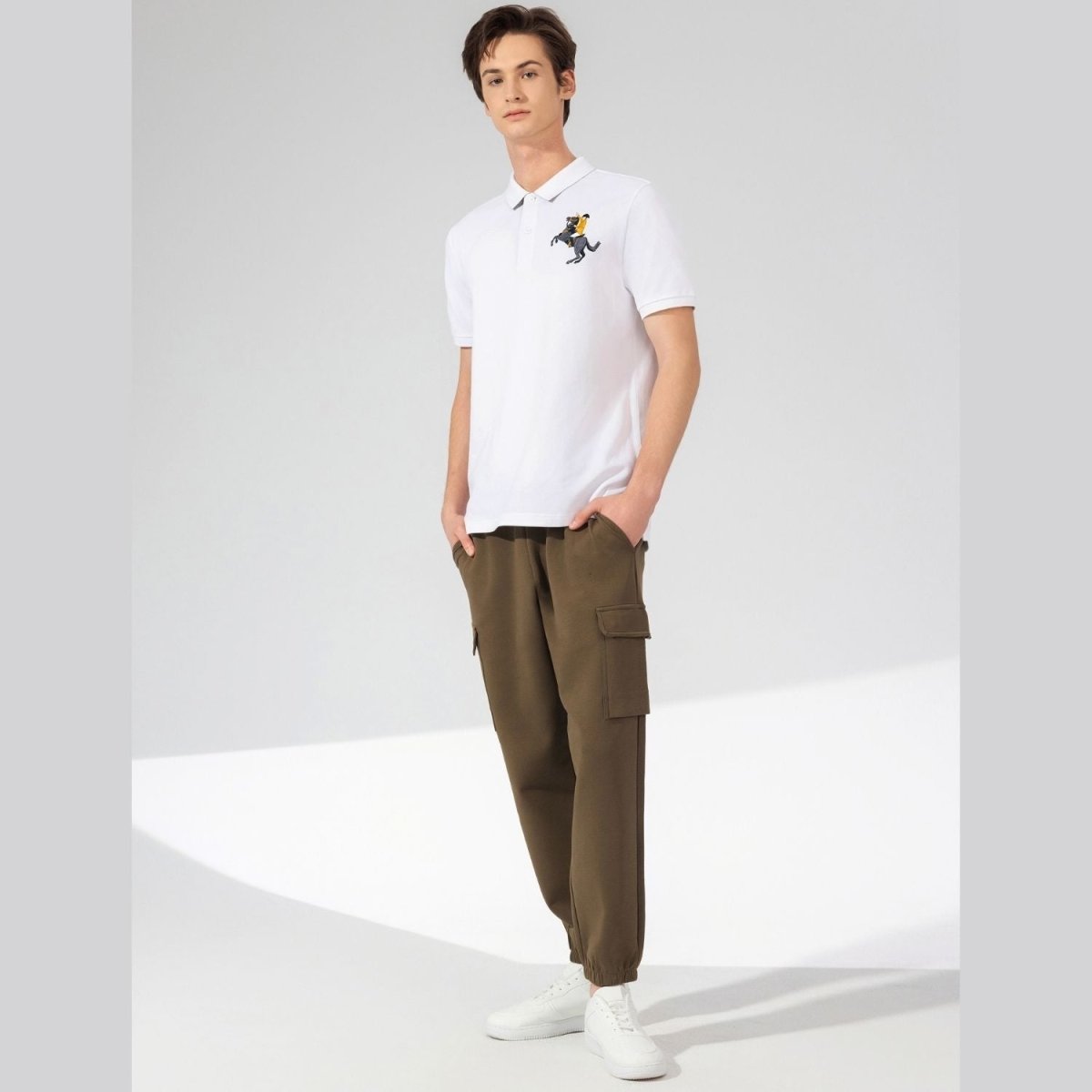 Men's Slim Fit Cotton Short Sleeve Napoleon Polo - Giordano