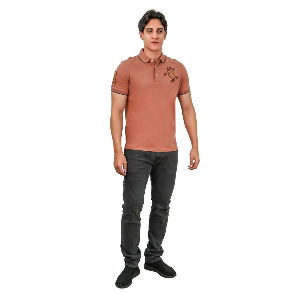 Men's Slim Fit Cotton Short Sleeve Napoleon Polo - Giordano