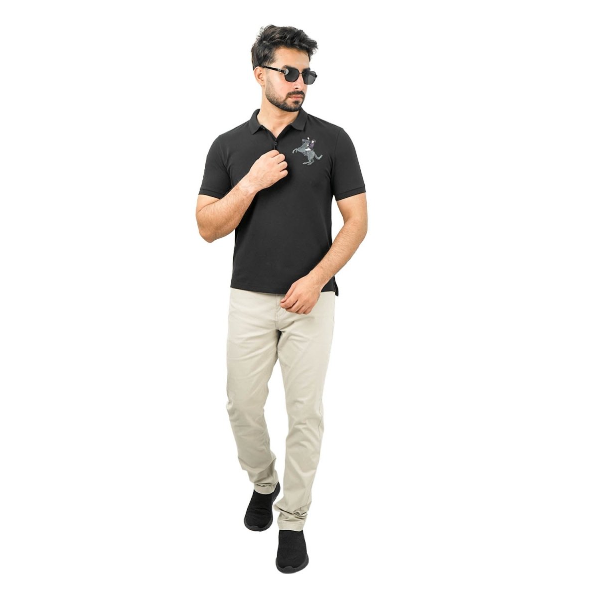 Men's Slim Fit Cotton Short Sleeve Napoleon Polo - Giordano