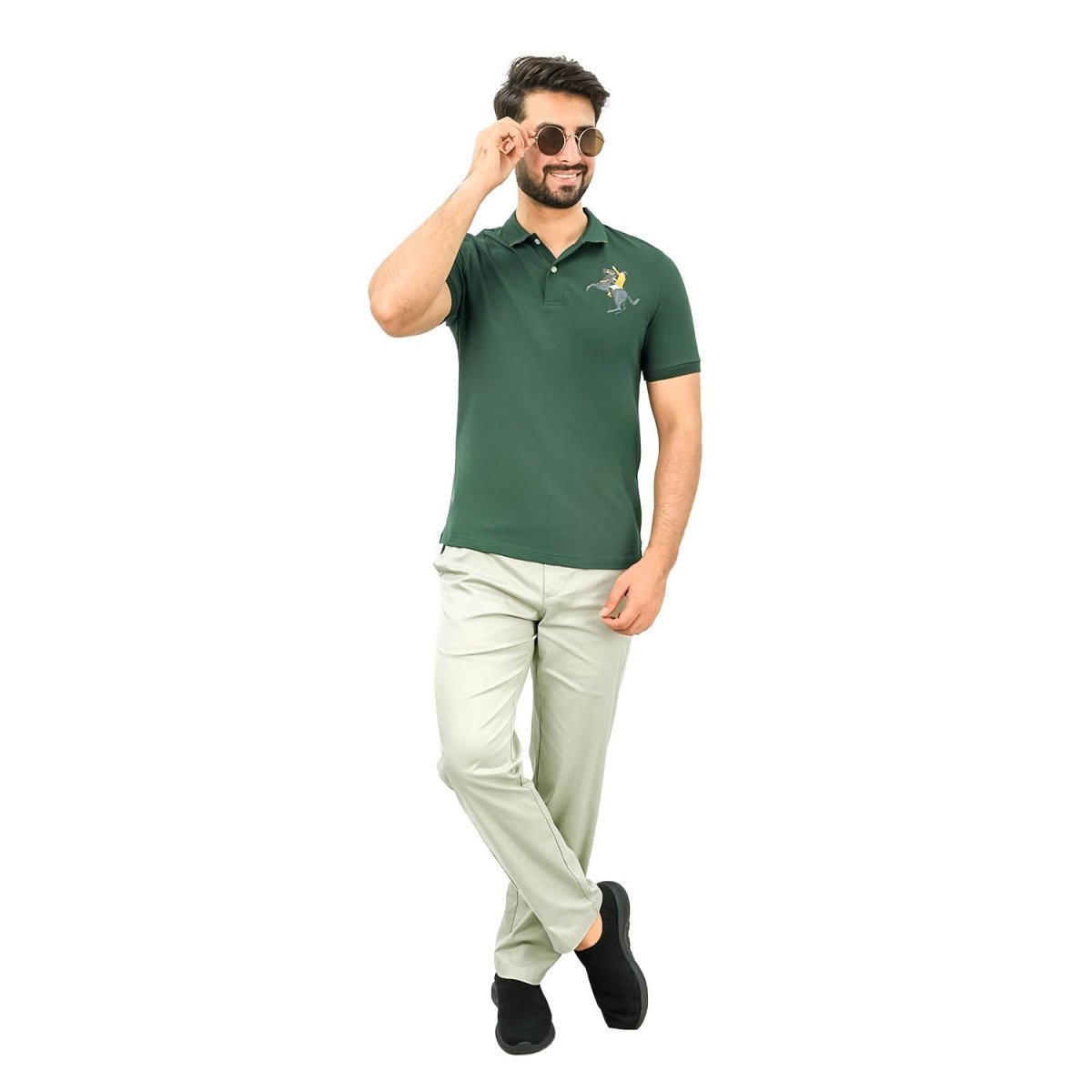 Men's Slim Fit Cotton Short Sleeve Napoleon Polo - Giordano