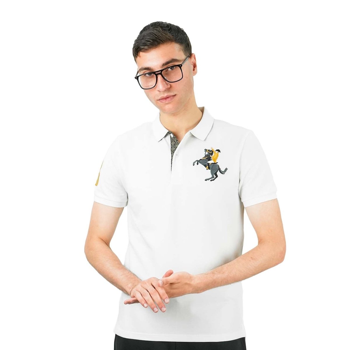 Men's Slim Fit Cotton Short Sleeve Napoleon Polo - Giordano