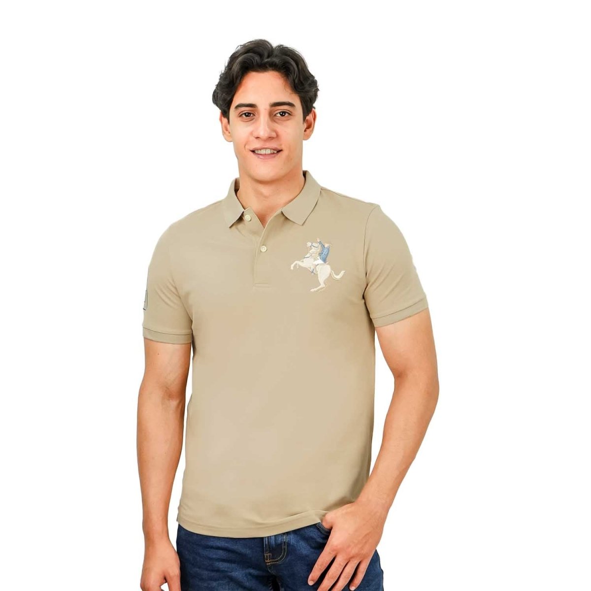 Men's Slim Fit Cotton Short Sleeve Napoleon Polo - Giordano