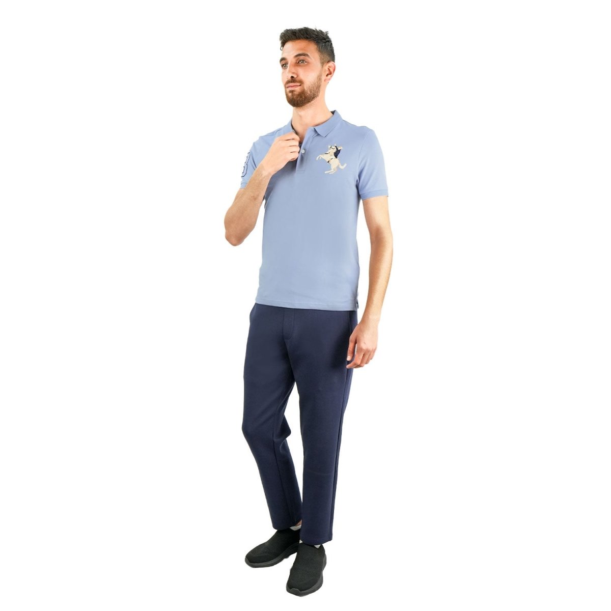 Men's Slim Fit Cotton Short Sleeve Napoleon Polo - Giordano