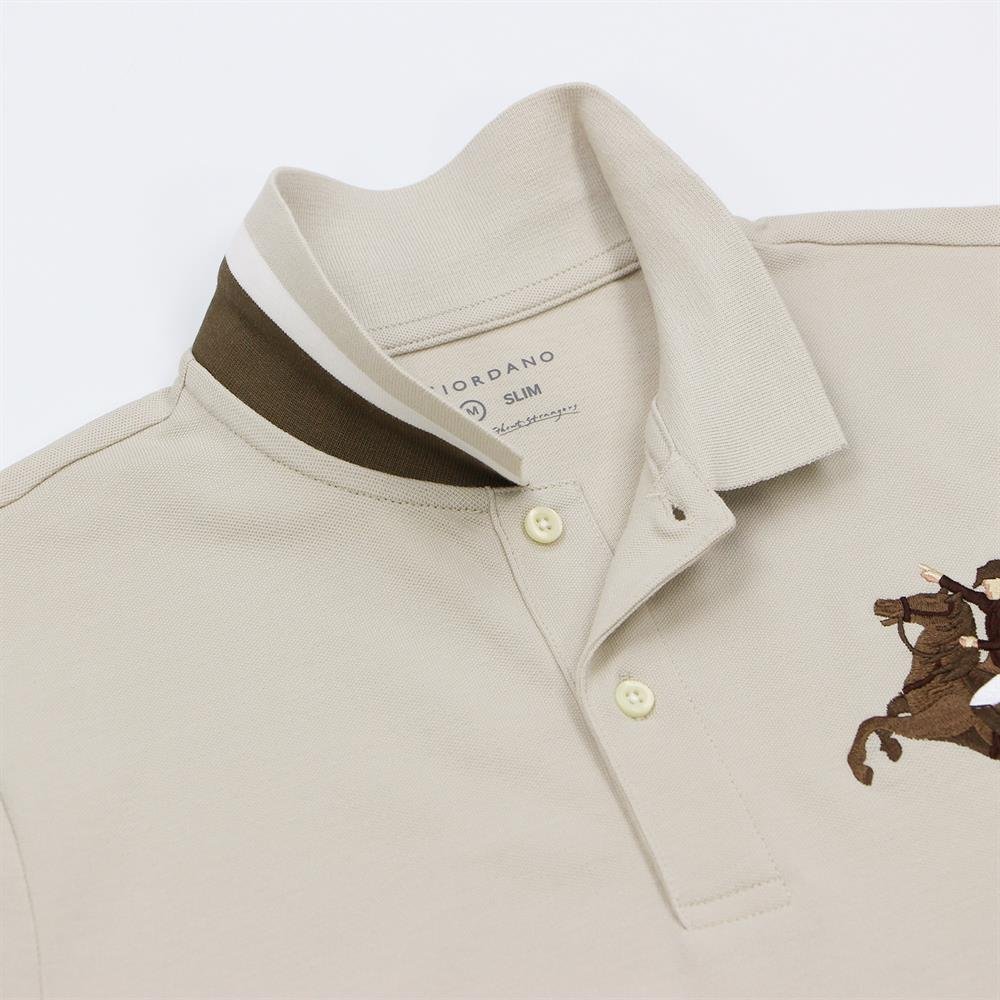 Men's Slim Fit Cotton Short Sleeve Napoleon Polo - Giordano