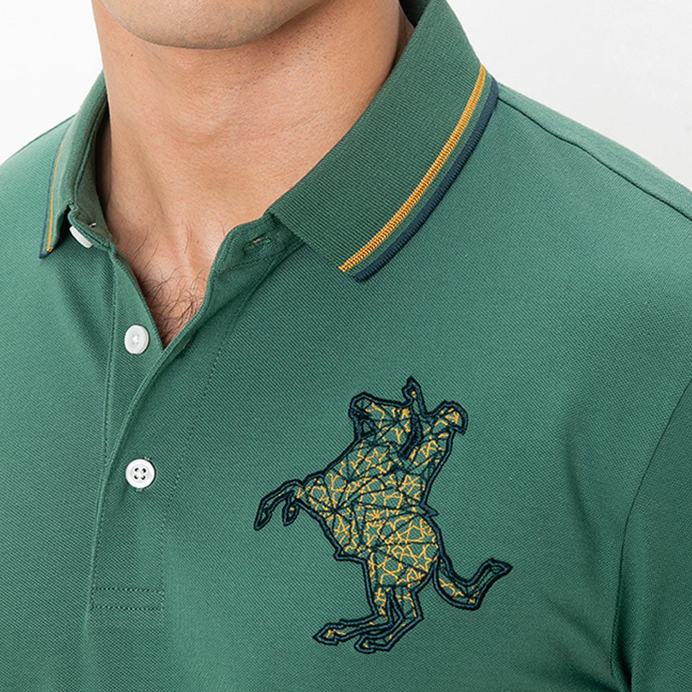 Men's Slim Fit Cotton Short Sleeve Napoleon Polo - Giordano
