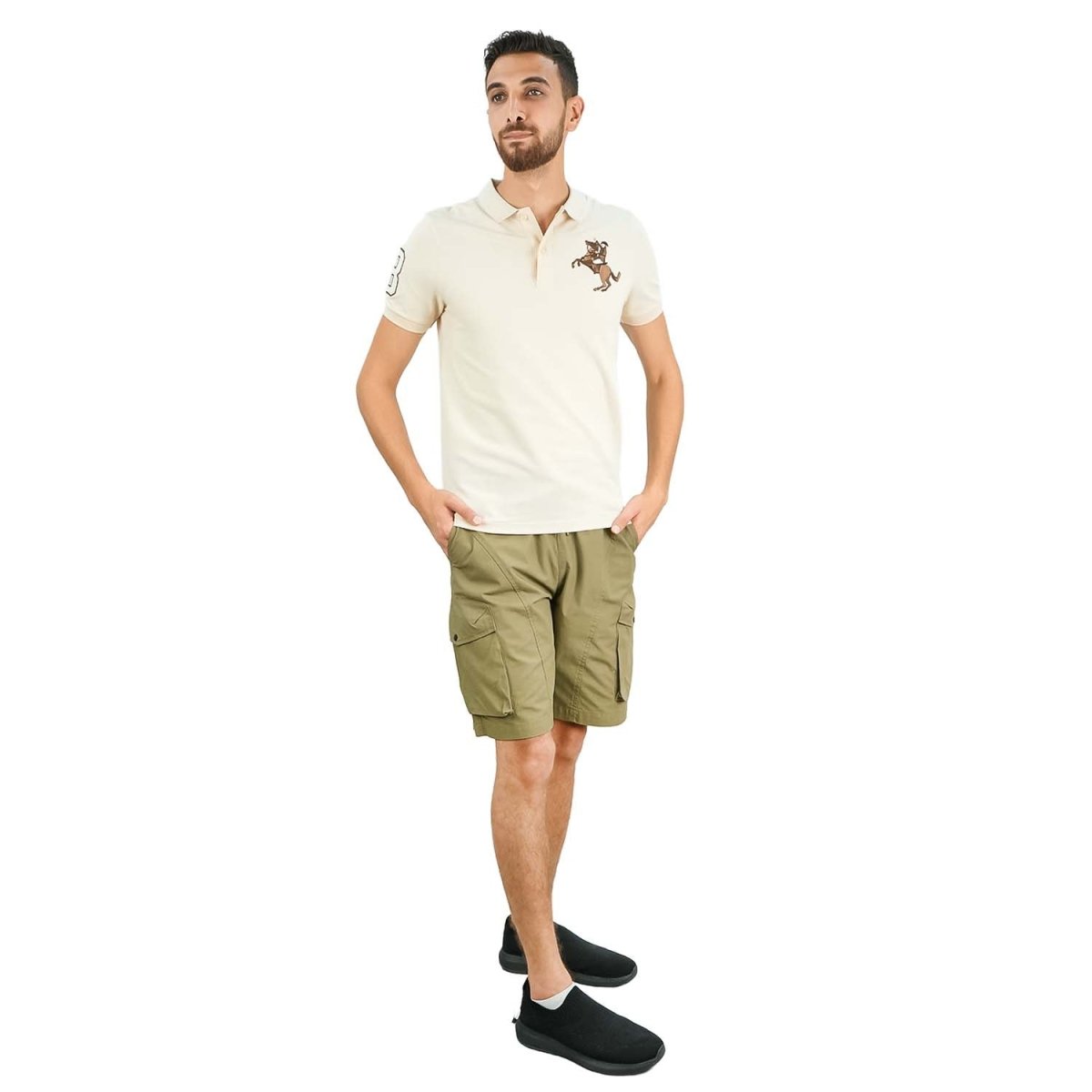 Men's Slim Fit Cotton Short Sleeve Napoleon Polo - Giordano