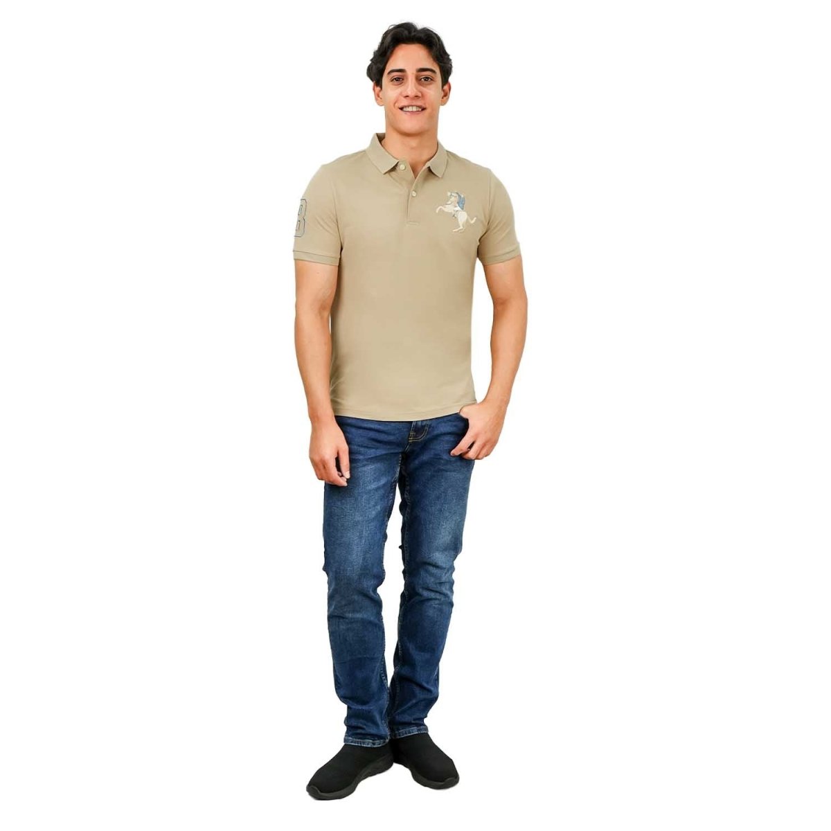 Men's Slim Fit Cotton Short Sleeve Napoleon Polo - Giordano
