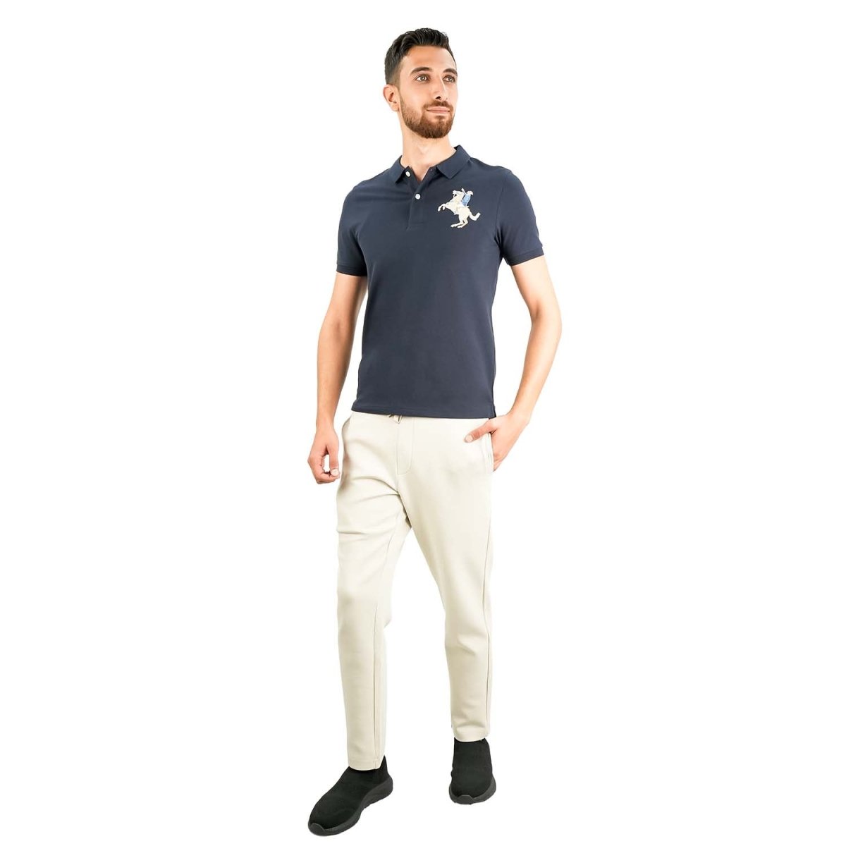 Men's Slim Fit Cotton Short Sleeve Napoleon Polo - Giordano