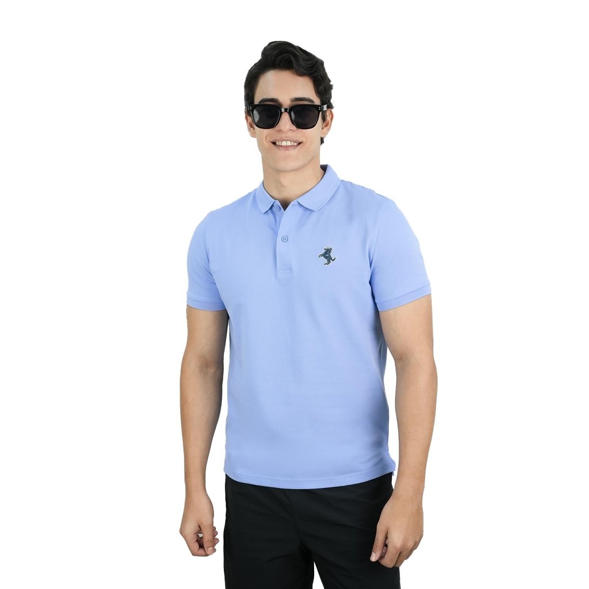 Men's Slim Fit Polo: Cotton Lycra Pique With Small Napoleon Embroidery - Giordano